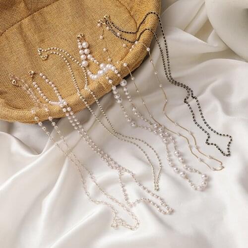 Fashion White Sunglasses Chain Acrylic Pearl Eyeglass Cord Holder Necklace Glasses Strap Rope Glasses Rope Holder Lanyard Chain
