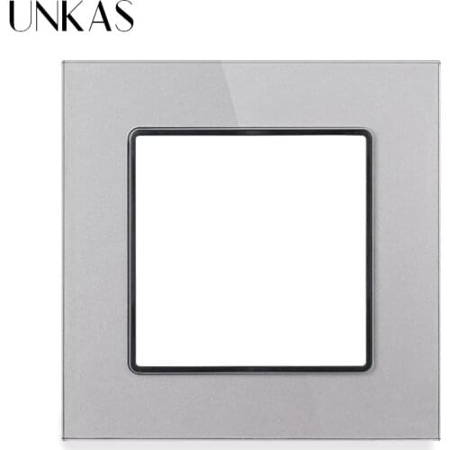 UNKAS Free Combination DIY Gray Single Tempered Crystal Glass Panel Grey Matching Modules For Wall Socket Switch