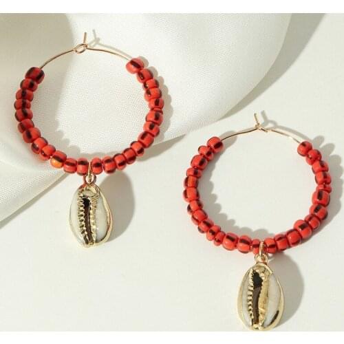 Japan and South Korea Trend Small Fresh Color Rice Bead Earrings Female Fashion Shell Jewelry Sweet Temperament Earrings