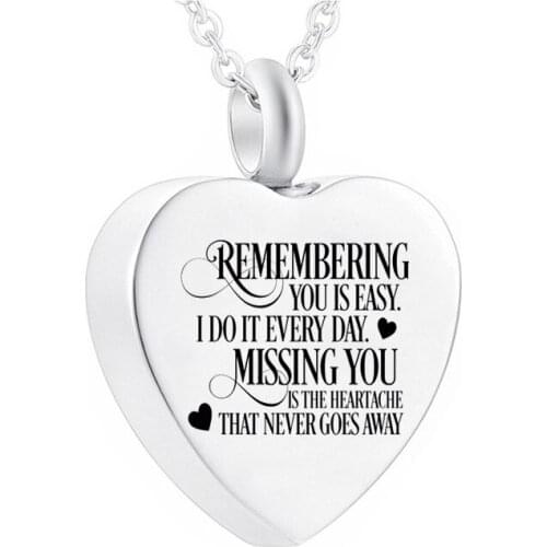 Heart-Shaped Cremation Jewelry Cremation Urn Stainless Steel Necklace Pet Urn Souvenir Pet Ashes Pendant