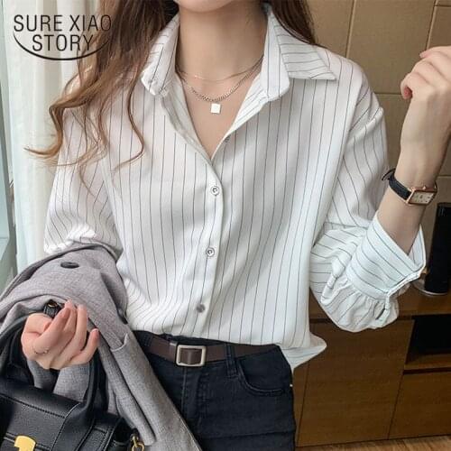 Fashion Woman Blouses Autumn Long Sleeve Women Shirts Striped Blouse Office Work Wear Women Blouses Retro Business Wear 10688