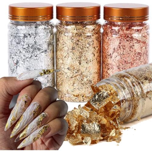 1 Box Glitter Nail Art Foil Paper Makeup Jewelry Irregular Shiny Foil Leaf Gold Flakes Nails DIY Stickers Manicure Decorations