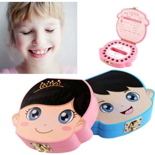 1Pc Baby Tooth Box Wooden Milk Teeth Organizer Storage Boys Girls Save Souvenir Case Gift Creative Baby Tooth Organizer for Kids