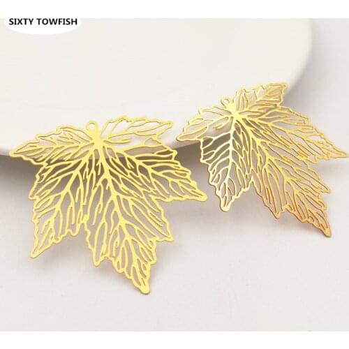 10pcs/lot 43x44mm 3Colors Copper Filigree Flowers Slice Leaves Charms Pendant DIY Jewelry Accessories Findings B103153