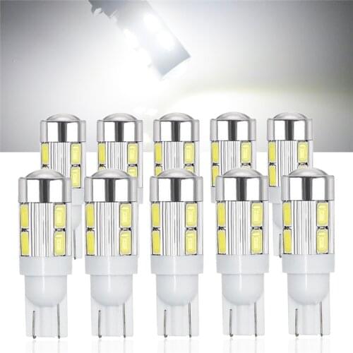 10pcs T10 LED W5W Car light luces LEDs para auto Clearance Interior Side light 10 SMD 5630 LEDs 168 194