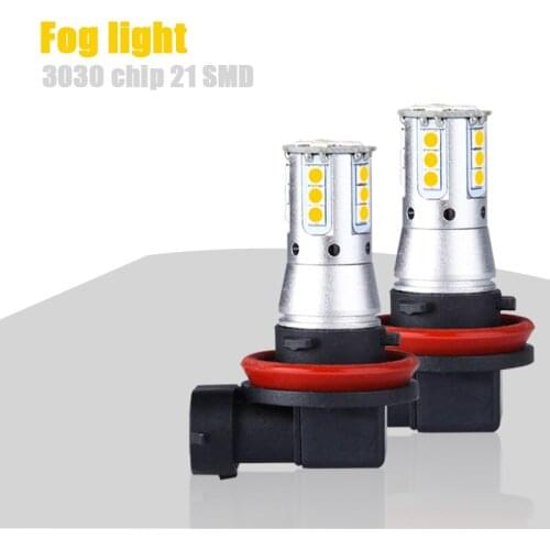 2Pces Front Fog Lights High Quality 3030 Chips LED Beam H8 9006 LED Lamp PSX24W PSX21W H16 Pulg and Play 12V 6000K White