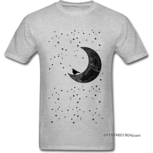 2018 Grey Tops Men T Shirts Moonlight Party Tshirt Short Sleeve T-Shirt Free Shipping Cotton Fabric Clothing O Neck Casual Tees