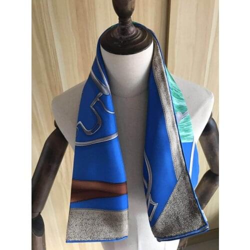 2020 new arrival spring classic pattern 100% silk scarf twill hand made roll 90*90 cm squareshawl wrap for women lady gift