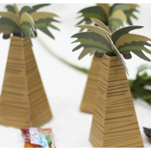 250 Pcs/lot) Wedding box packing of Palm Tree Party favor box for Beach themed Wedding Decoration candy box and bridal gift box