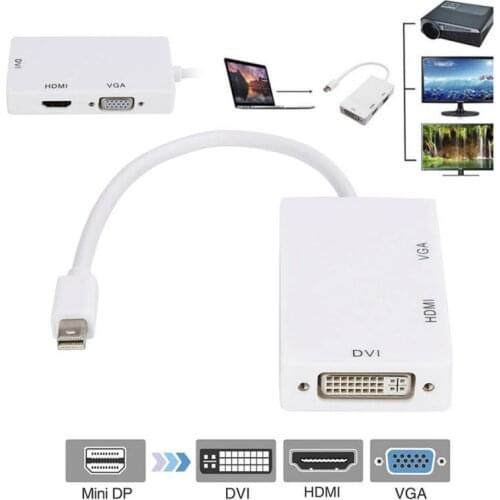3 In 1 Thunderbolt Mini Display Port MINI DP Male To HD DVI VGA Female Adapter Converter Cable For Apple MacBook Air Pro MDP