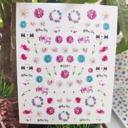 3D Stickers for Nails Wreath Gift Chrysanthemum Flowers Nails Art Decoration Manicure Sticker Decal Slider Nail Foil Accessories
