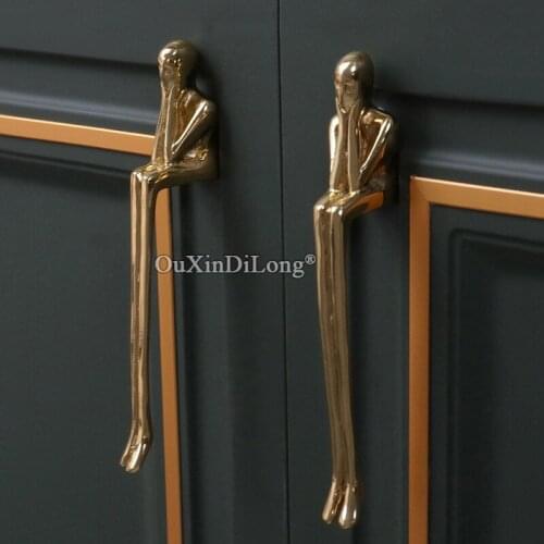 Creative Thinker 4PCS Pure Brass Furniture Handles Drawer Pulls Cupboard Wardrobe Kitchen Shoe TV Wine Cabinet Pulls Handles