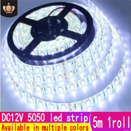 5M 60led/m SMD 5050 LED Strip DC 12V 24V Flexible Ribbon Diode Tape 4000K NW RGB White Warm White Red Green Blue Yellow Light