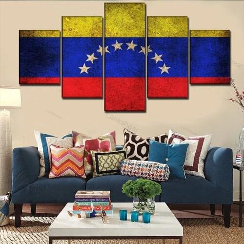 5 Pieces Flag of Venezuela Home Decor Wall Art Modular Picture Canvas Printed Poster for Living Room Framework Modern Artwork