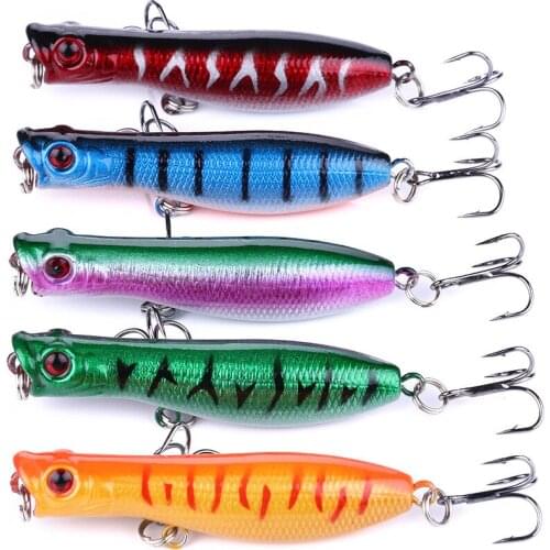 5Pcs Popper Fishing Lures 5G 60MM Wobblers Artificial ABS Bait Floating Top Water Lure For Carp Pike Fishing Accessories