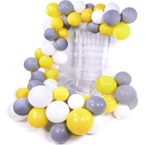 92pcs 10 inch Matte Gray White Yellow Balloons Arch Garland For Baby Shower Birthday Party Background Gray Latex Balloon Decor