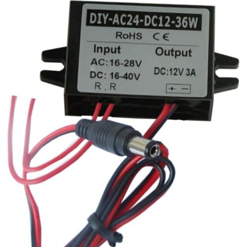 AC 24V(16V-28V) Or DC(16V-40V) Buck To 12V 3A 36W Waterproof Step Down Power Converter USB DC Car Power Adapter Regulator Module