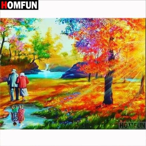 HOMFUN Full Square/Round Drill 5D DIY Diamond Painting "Autumn woods" 3D Diamond Embroidery Cross Stitch Home Decor A18706