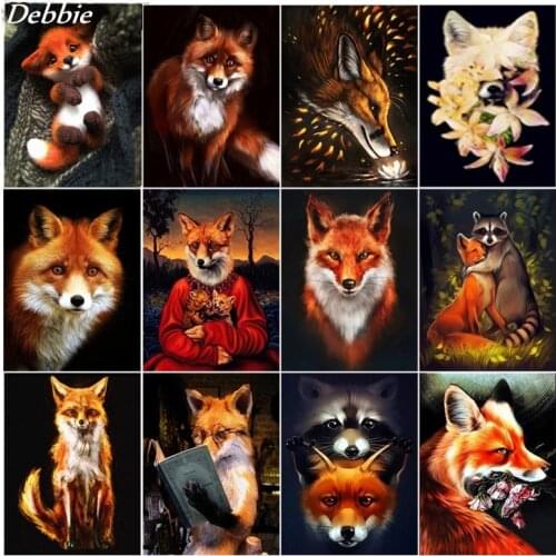 5D DIY Full Drill Diamond Embroidery Fox Animal Raccoon Diamond Painting Cross Stitch Rhinestone Home Decoration