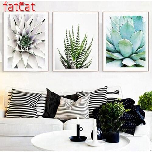FATCAT 5d diy Diamond painting Succulent Diamond Embroidery full square round drill mosaic diamond picture decor triptych AE1001