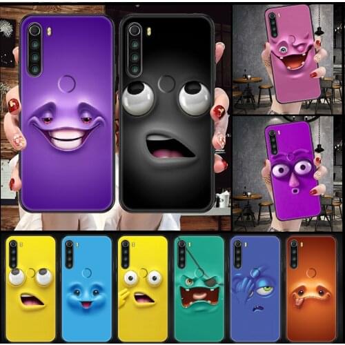 Cartoon Funny Face 3D Phone Case For Xiaomi Redmi Note 7 8 9 10 7A 8T 9A 9T 9S 10S Pro black tpu back fashion coque silicone