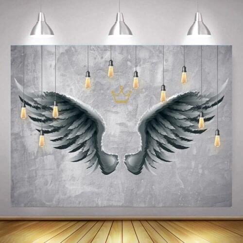 Black Demon Wings Series Background for Childrens Birthday Party Scene Decorated Studio Photography Photo Cloth
