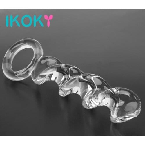 IKOKY Pyrex Crystal Glass Dildo Vagina Massage Erotic Sex Toys for Women Anal Plug Fake Long Penis Cock Female Masturbation