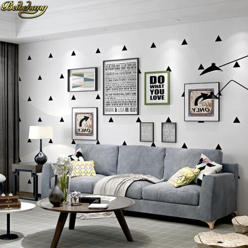 Beibehang Modern minimalist Nordic style geometric black and white triangle living room bedroom TV background wallpaper