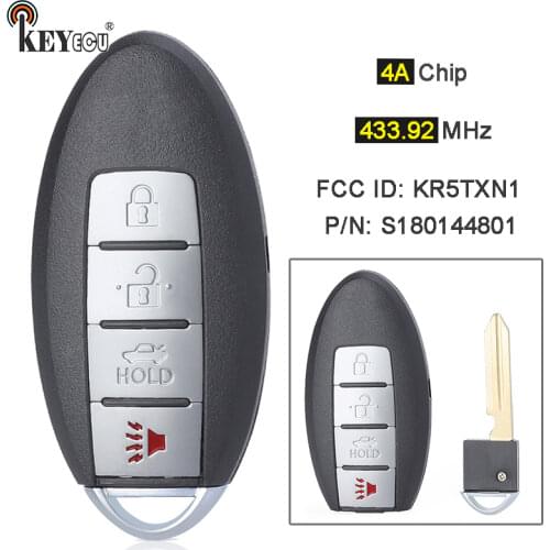 KEYECU 433.92MHz PCF7953M 4A Chip S180144801 KR5TXN1 Keyless-go Smart Remote Car Key Fob 4 Button for Nissan Altima 2019-2020