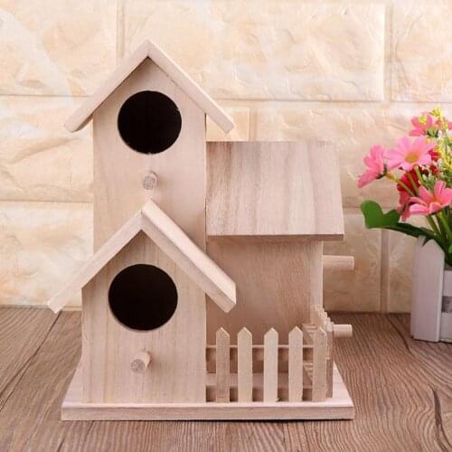 Creative Wooden Bird House Fence Birdhouse Hanging Decoration Practical Bird Nest Wooden Box Nontoxic And Harmless High-Quality