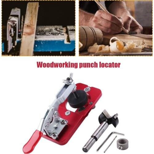 Upgrade Woodworking Hole Drilling Guide Locator Hinge Boring Jig with Fixture Aluminum Alloy Hole Opener Template Door Cabinets