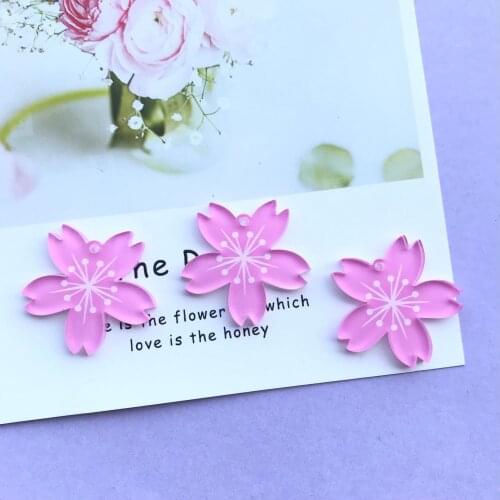 36*36mm 10pcs Fashion resin Acrylic Cartoon flowers Charms for DIY decoration neckalce Bag key chain Jewelry Making accessories