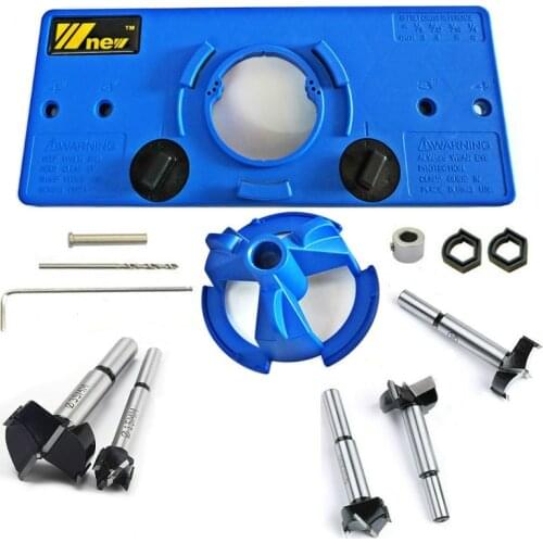 15-35MM Concealed Cup Style Hinge Jig Boring Hole Drill Guide + 5Pcs Forstner Bit Wood Cutter Carpenter f Woodworking Tools