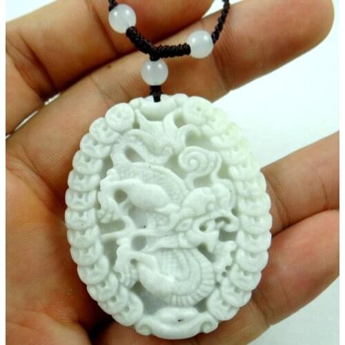 Natural stone Quartz crystal Chinese hand-carved statue of Dragon amulet pendant for diy jewelry making Necklace Accessories