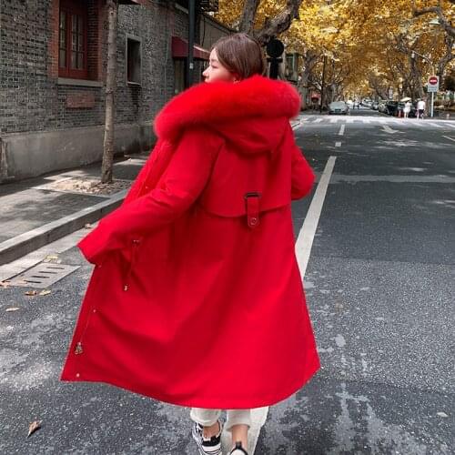 2021 New Fashion Solid Warm Thick Fleece Hooded Winter Jacket Women Removable Cotton Liner Parka Female Slim Long Coat