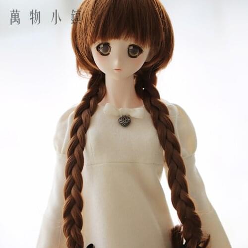 New 9-10inch Sweet Soft Pink/Purple Double Braid Long Wig For 1/3 BJD SD SD Doll Wig