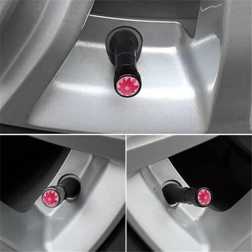 New Style Round Cap Car Wheel Tires Valves Tyre Stems Dustproof Airtight Cover For Abarth 595 500 124 Spride Badge Flower Emblem
