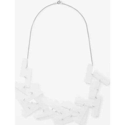 Overlapping White Resin Sheet Geometric Plastic Arts Multilayer Exaggerated Necklace Wholesale