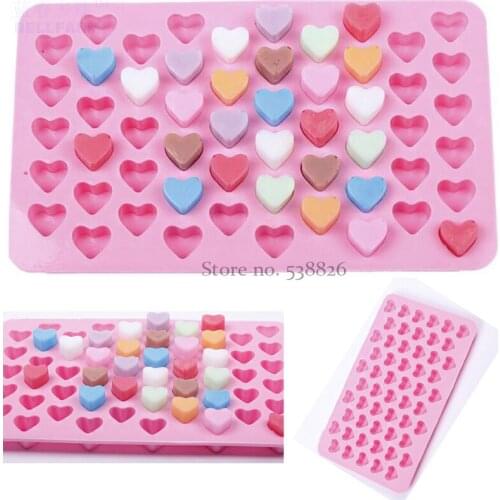 Food-graded Silica gel Pink Heart-shaped Ice Makers for Ice Cream or Chocolate 55 Ice Cube Tray 2B002B