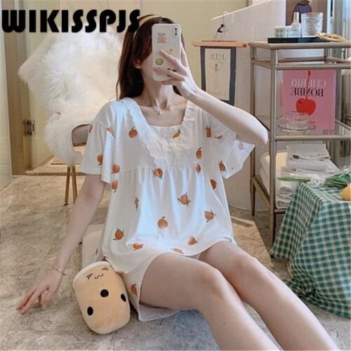 WIKISSPJS Two Piece Pajamas for Women In Spring and Summer Pajamas for Teen Girls Two Piece Set Summer Kawaii Pajama