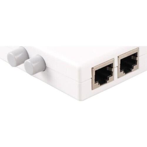 Mini Dual 2 Way Port RJ45 Network Manual Sharing Switch Switcher Box Adapter HUB*100pcs/lot