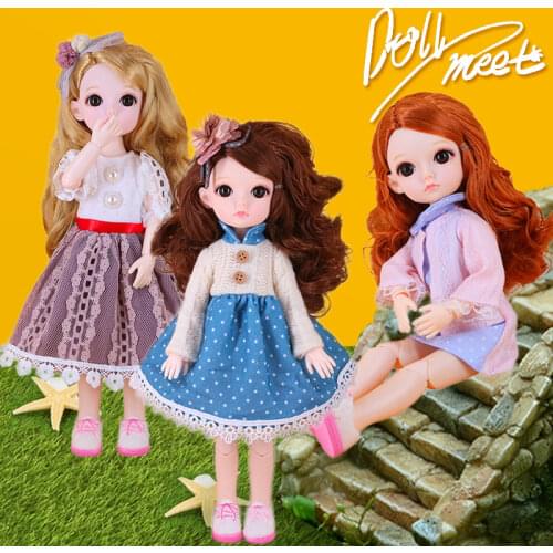 Bjd13 Ball Jointed Doll Movable Fashion Kawaii Baby 30 Cm 1/6 DIY Toys For Girls Dress Up Clothes Flower Make Up