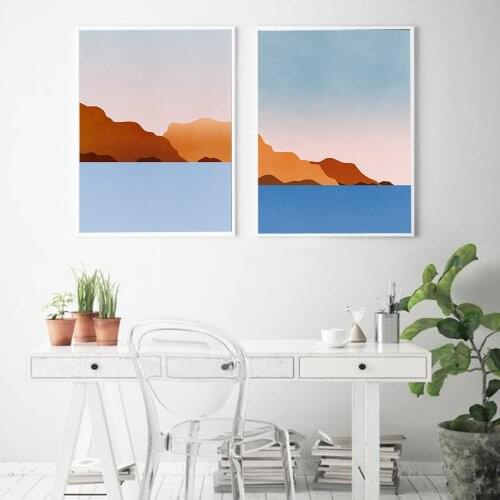 Nordic Minimalist Landscape Coastal Wall Art Canvas Painting Nordic Posters and Prints Wall Pictures for Living Home Decoration