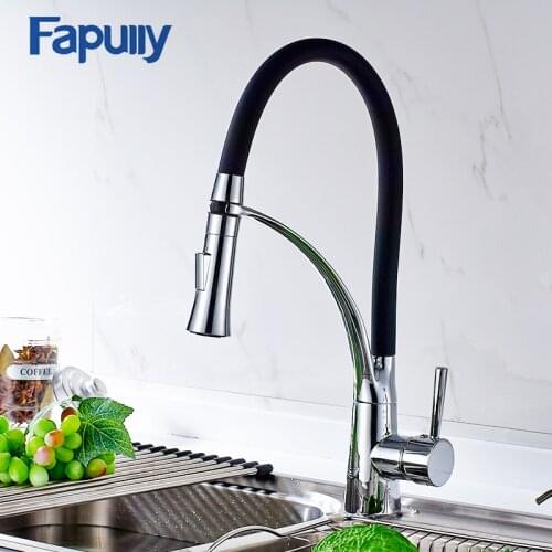 Fapully Kitchen Faucet Pull Out Black Chrome Finish Dual Sprayer Nozzle Cold Hot Water Mixer Faucet Torneira Cozinha 194-33BC