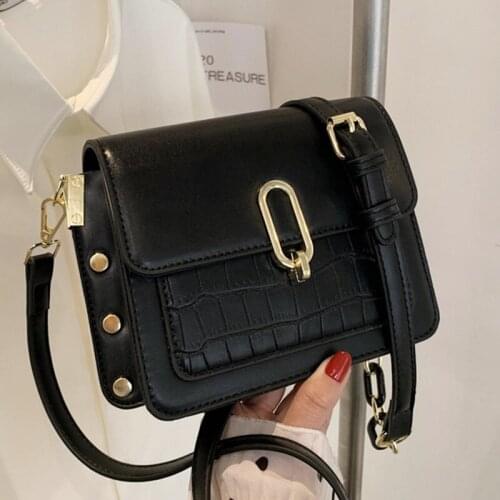 Crocodile Pattern PU Leather Shoulder Crossbody Bags For Women 2021 Solid Color Womens Designer Chain Handbag Female Travel Bag
