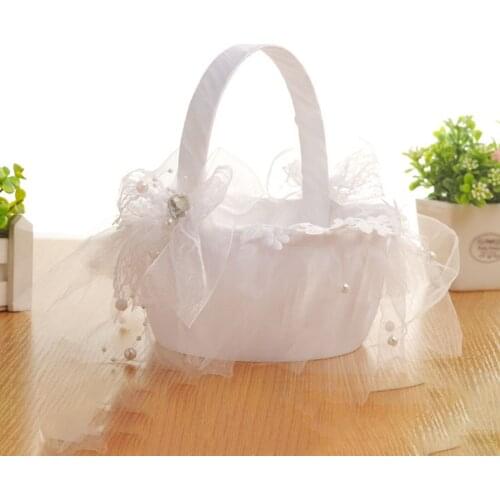 Wedding Flower Basket With Bowknot Design Bridal Petals Basket for Wedding Ceremony Party Decoration