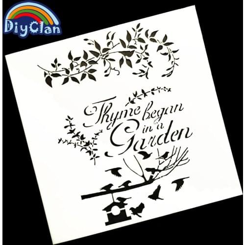 13x13cm flower The bird style Cake Stencil Fondant Cake Decorating Tools English Cake Stencil Template Mold P0070