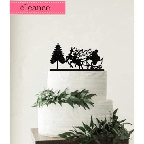Black acrylic merry christmas cake topper for christmast new year party decoration cake decorating