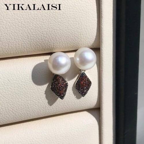 YIKALAISI 925 Sterling Silver Earrings Jewelry For Women 6-7 Round Natural Freshwater Pearl Earrings New Arrivals Wholesales