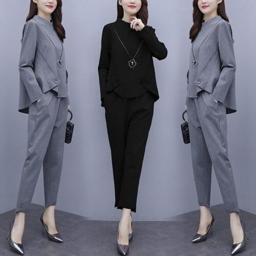 Plus Size 2 Piece Set Women Clothing 2021 Women Fashion Spring Tops And Pants Matching Sets For Women Pantsuit AA5651